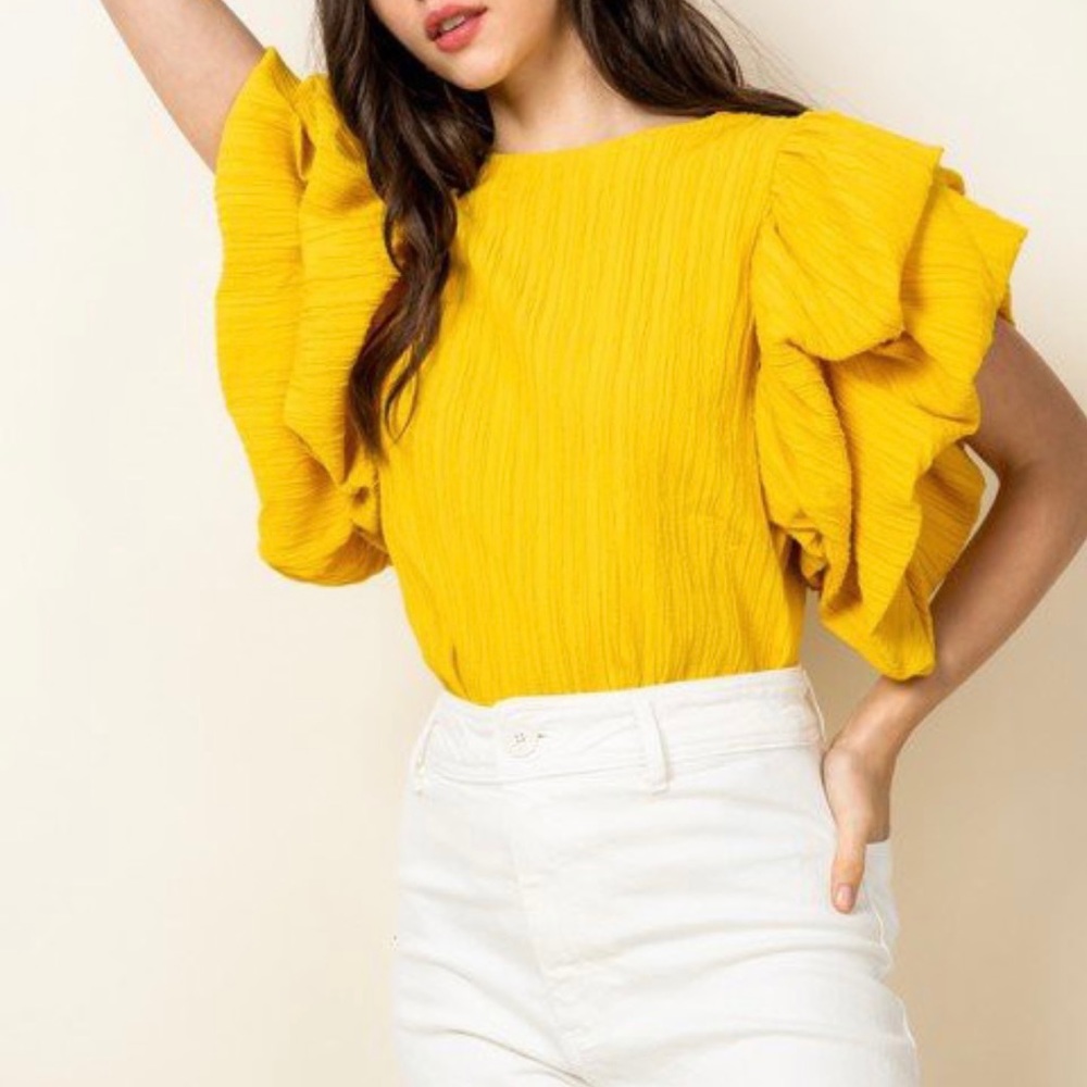 Thml puff sleeve yellow top